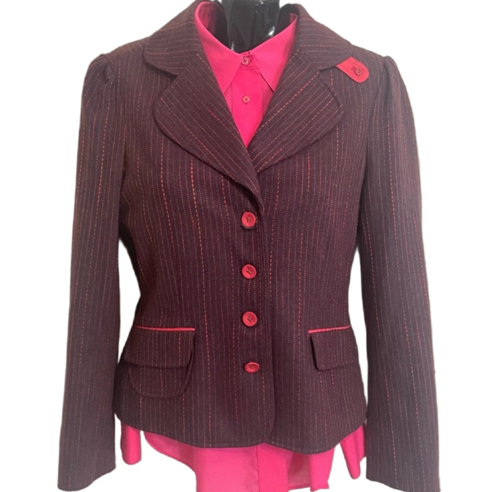 Vintage Original Penguin Y2K Purple & Hot Pink Wool Blend Fitted Blazer Vtg 10